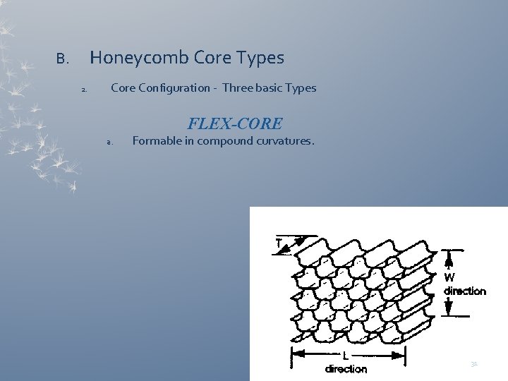 Honeycomb Core Types B. 2. Core Configuration - Three basic Types FLEX-CORE a. Formable