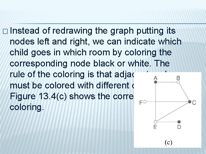 � Instead of redrawing the graph putting its nodes left and right, we can