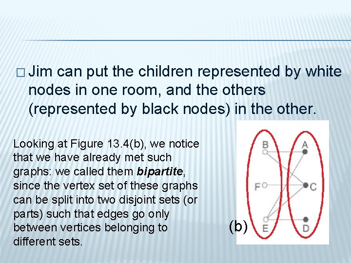 � Jim can put the children represented by white nodes in one room, and