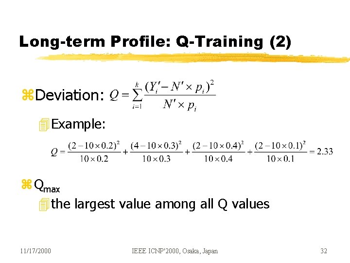 Long-term Profile: Q-Training (2) z. Deviation: 4 Example: z Qmax 4 the largest value Long-term Profile: Q-Training (2) z. Deviation: 4 Example: z Qmax 4 the largest value