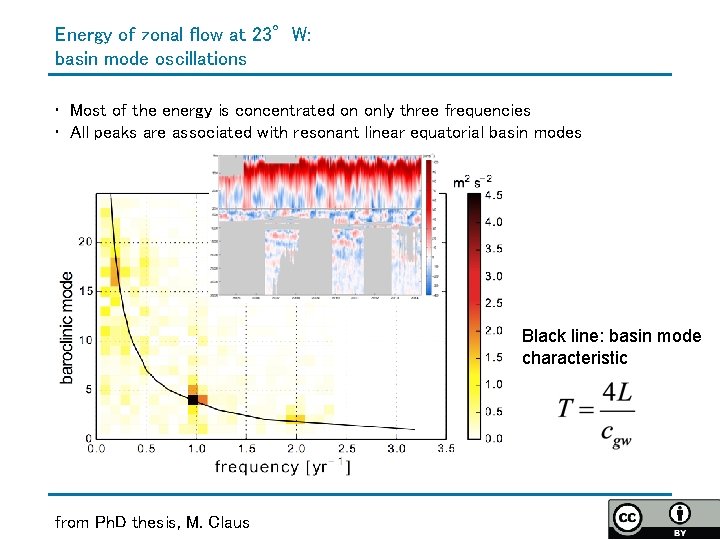 Energy of zonal flow at 23°W: basin mode oscillations • Most of the energy
