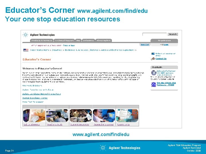Educator’s Corner www. agilent. com/find/edu Your one stop education resources www. agilent. com/find/edu Page Educator’s Corner www. agilent. com/find/edu Your one stop education resources www. agilent. com/find/edu Page