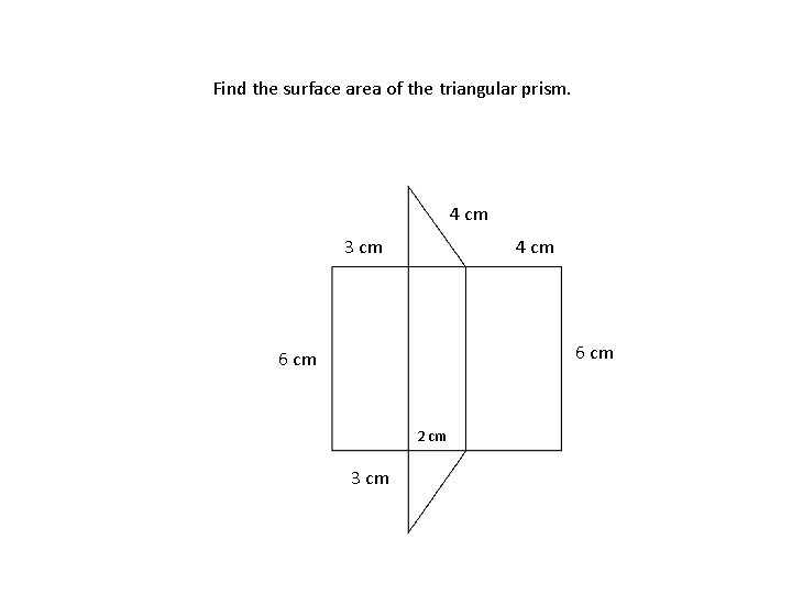 Find the surface area of the triangular prism. 4 cm 3 cm 4 cm