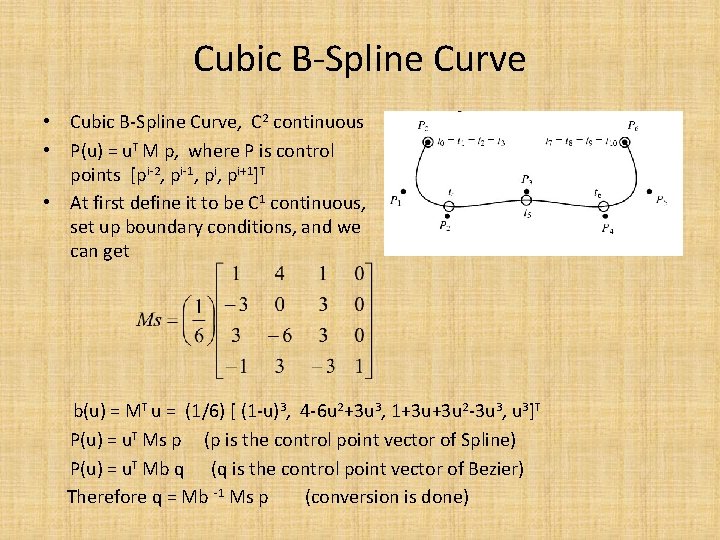 Cubic B-Spline Curve • Cubic B-Spline Curve, C 2 continuous • P(u) = u.
