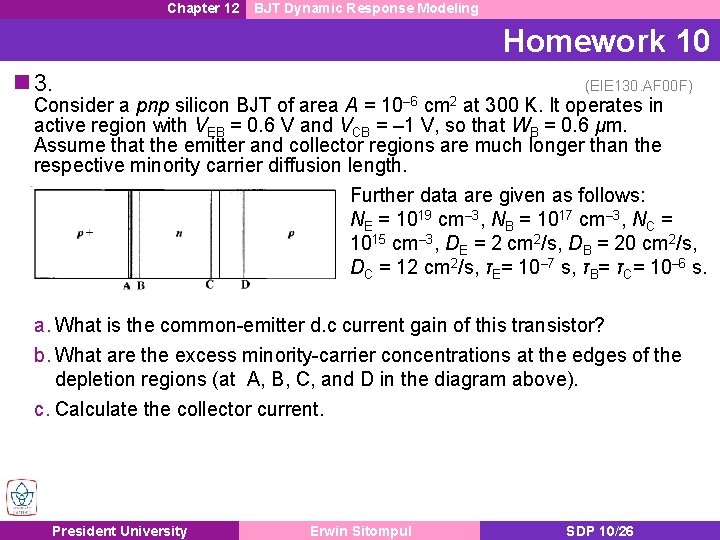 Chapter 12 BJT Dynamic Response Modeling Homework 10 n 3. (EIE 130. AF 00