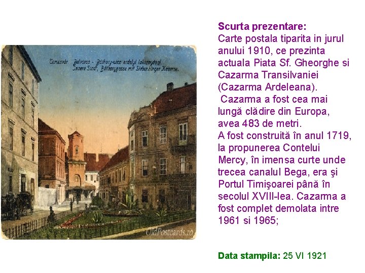 Scurta prezentare: Carte postala tiparita in jurul anului 1910, ce prezinta actuala Piata Sf. Scurta prezentare: Carte postala tiparita in jurul anului 1910, ce prezinta actuala Piata Sf.