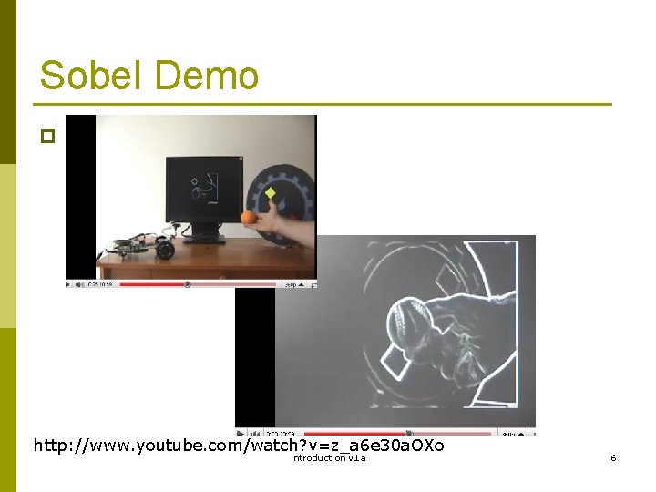 Sobel Demo p http: //www. youtube. com/watch? v=z_a 6 e 30 a. OXo introduction