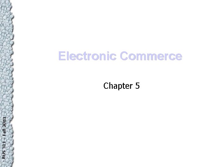 Electronic Commerce - BUS 311 – Fall 2003 Chapter 5 