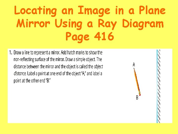 Locating an Image in a Plane Mirror Using a Ray Diagram Page 416 