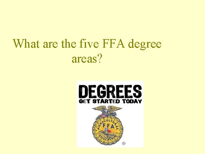 What are the five FFA degree areas? 