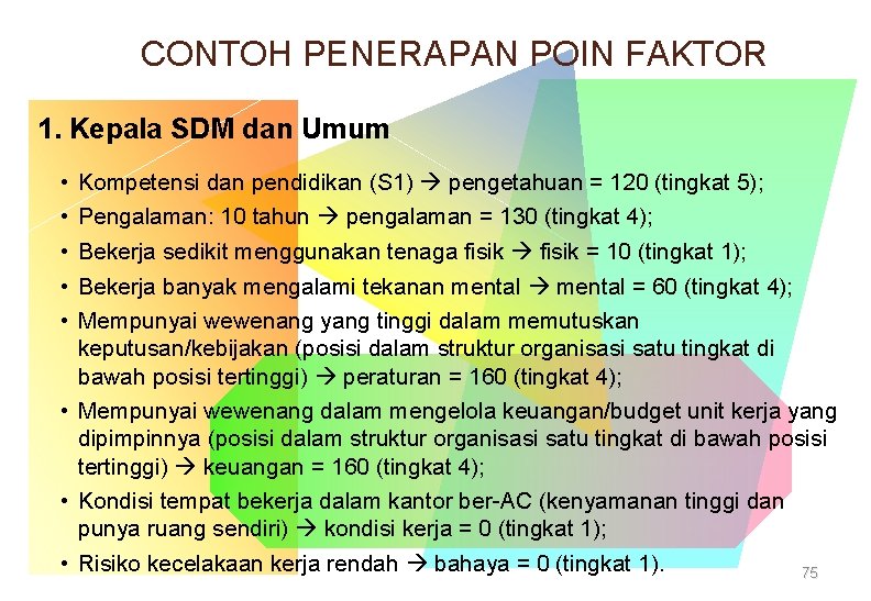 CONTOH PENERAPAN POIN FAKTOR 1. Kepala SDM dan Umum • • • Kompetensi dan CONTOH PENERAPAN POIN FAKTOR 1. Kepala SDM dan Umum • • • Kompetensi dan