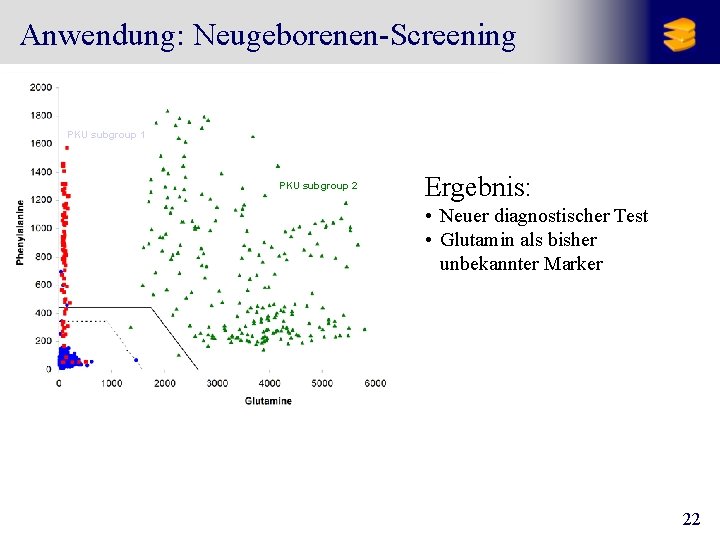 Anwendung: Neugeborenen-Screening PKU subgroup 1 PKU subgroup 2 Ergebnis: • Neuer diagnostischer Test •