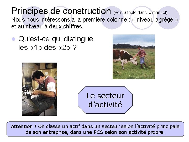 Principes de construction (voir la table dans le manuel) Nous nous intéressons à la Principes de construction (voir la table dans le manuel) Nous nous intéressons à la