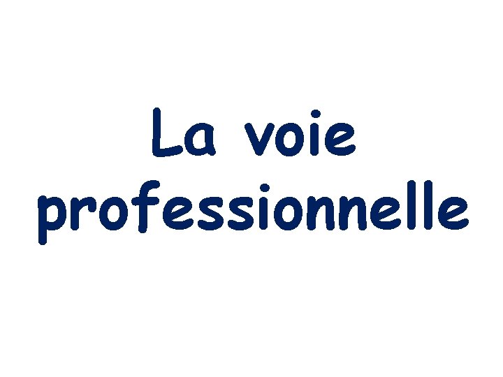 La voie professionnelle 