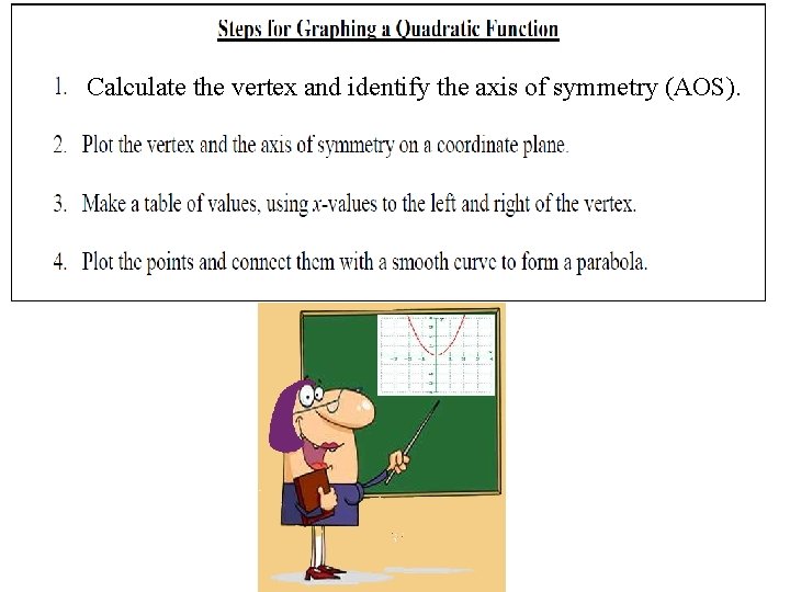 Calculate the vertex and identify the axis of symmetry (AOS). 