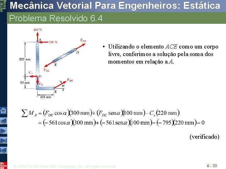 Nona Edição Mecânica Vetorial Para Engenheiros: Estática Problema Resolvido 6. 4 • Utilizando o Nona Edição Mecânica Vetorial Para Engenheiros: Estática Problema Resolvido 6. 4 • Utilizando o