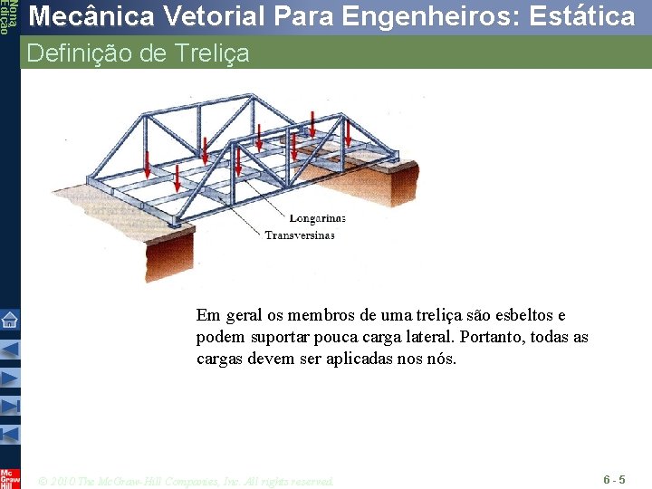 Nona Edição Mecânica Vetorial Para Engenheiros: Estática Definição de Treliça Em geral os membros Nona Edição Mecânica Vetorial Para Engenheiros: Estática Definição de Treliça Em geral os membros