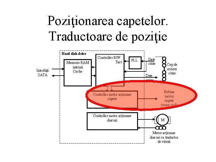 Poziţionarea capetelor. Traductoare de poziţie Hard disk drive Interfaţă SATA Memorie RAM internă Cache