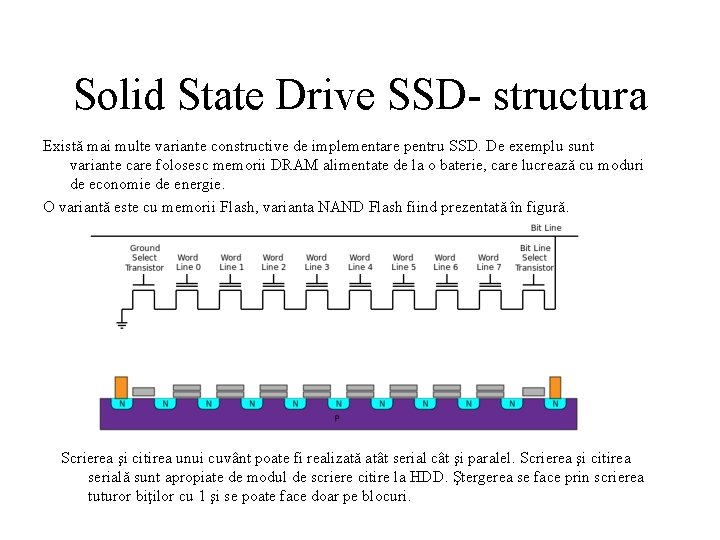 Solid State Drive SSD- structura Există mai multe variante constructive de implementare pentru SSD.