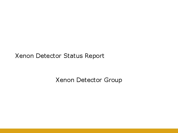 Xenon Detector Status Report Xenon Detector Group 