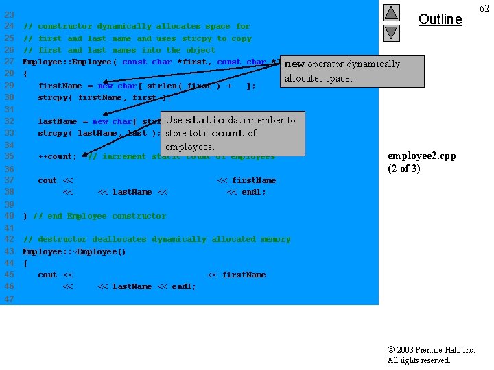 23 24 25 26 27 28 29 30 // constructor dynamically allocates space for