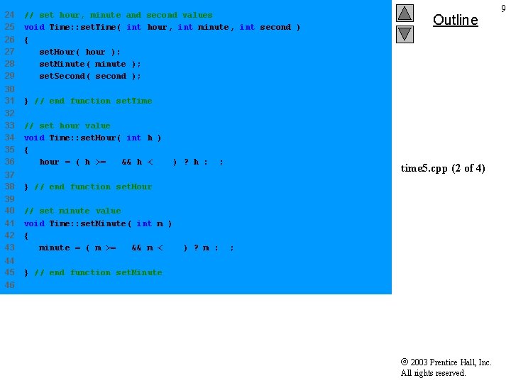 24 25 26 27 28 29 // set hour, minute and second values void