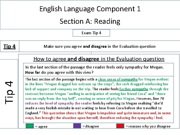 English Language Component 1 Section A: Reading Exam Tip 4 Make sure you agree