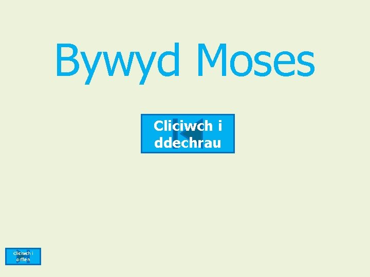Bywyd Moses Cliciwch i ddechrau Cliciwch i orffen 