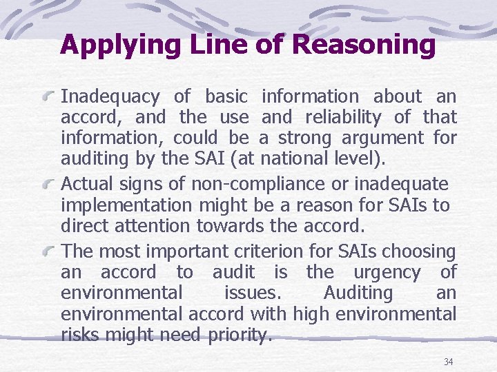 Applying Line of Reasoning Inadequacy of basic information about an accord, and the use