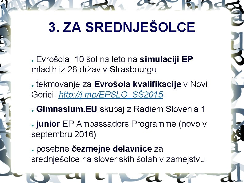 3. ZA SREDNJEŠOLCE Evrošola: 10 šol na leto na simulaciji EP mladih iz 28