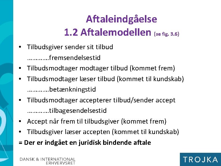 Aftaleindgåelse 1. 2 Aftalemodellen (se fig. 3. 6) • Tilbudsgiver sender sit tilbud ………….