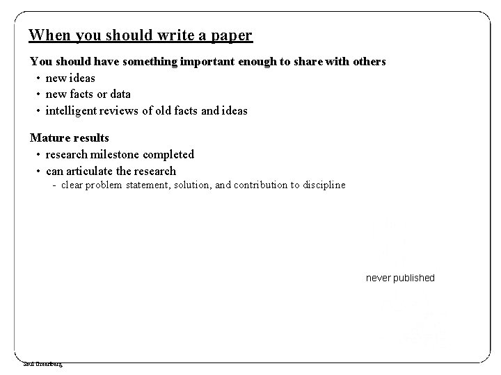 When you should write a paper You should have something important enough to share