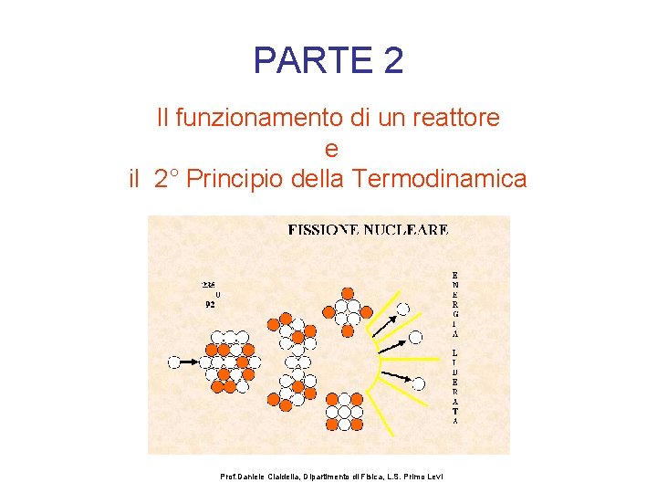 PARTE 2 Il funzionamento di un reattore e il 2° Principio della Termodinamica Prof.
