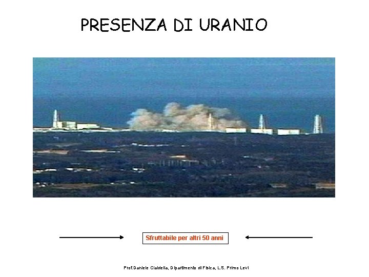 PRESENZA DI URANIO Sfruttabile per altri 50 anni Prof. Daniele Cialdella, Dipartimento di Fisica,