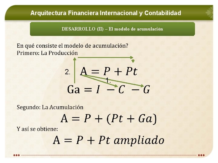 Arquitectura Financiera Internacional y Contabilidad DESARROLLO (II) – El modelo de acumulación 2. 1.