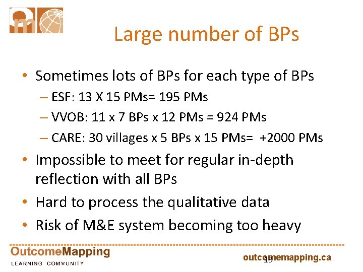 Large number of BPs • Sometimes lots of BPs for each type of BPs