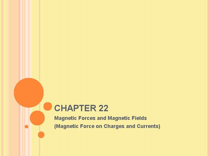 CHAPTER 22 Magnetic Forces and Magnetic Fields (Magnetic Force on Charges and Currents) 