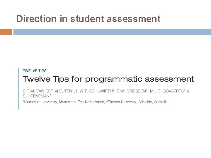 Direction in student assessment 