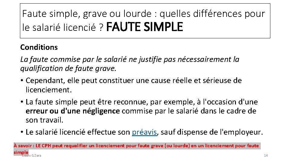 Faute simple, grave ou lourde : quelles différences pour le salarié licencié ? FAUTE