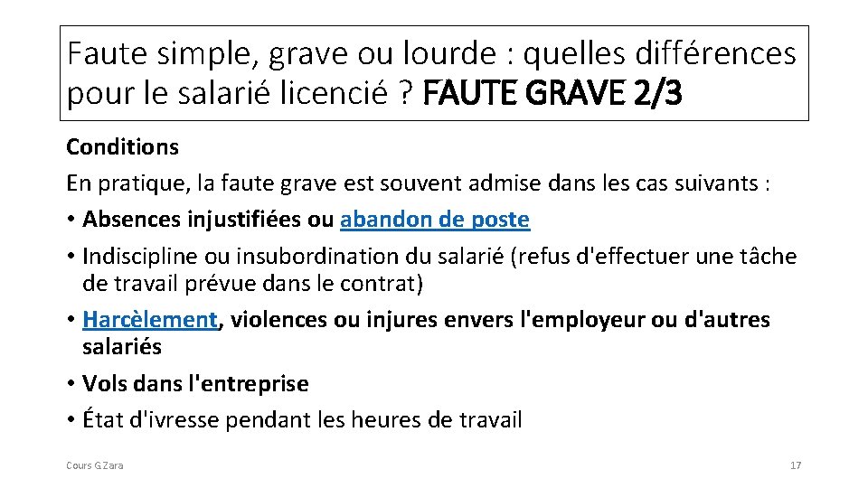 Faute simple, grave ou lourde : quelles différences pour le salarié licencié ? FAUTE