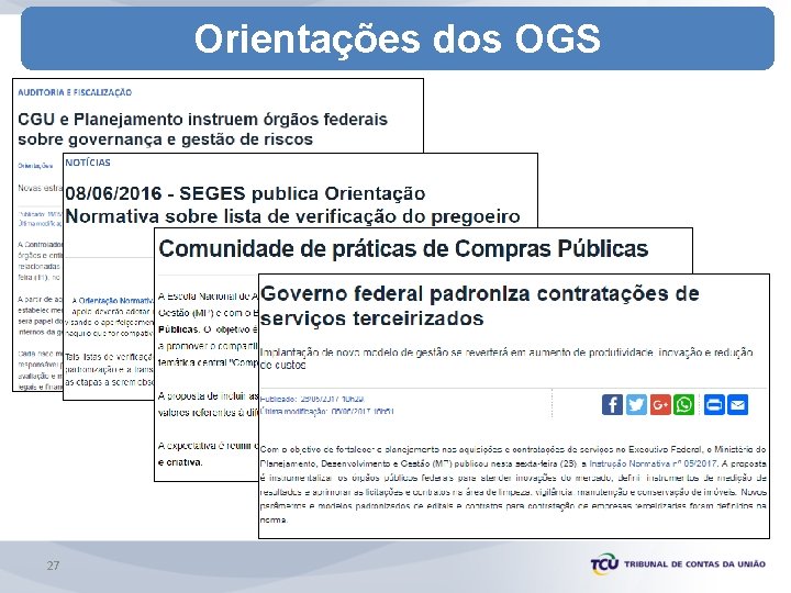 Orientações dos OGS 27 