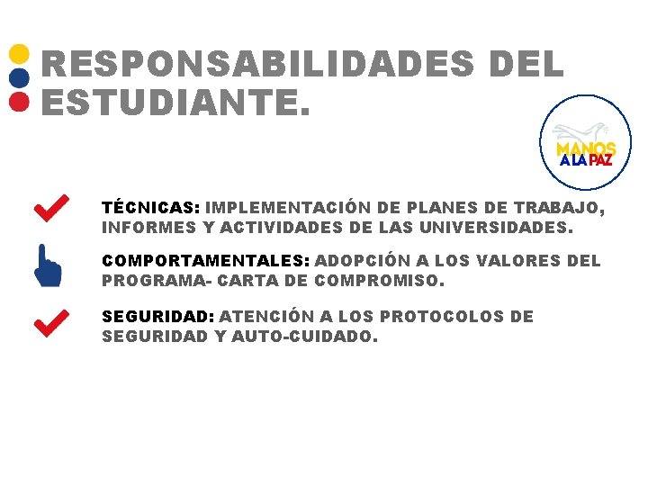 RESPONSABILIDADES DEL ESTUDIANTE. TÉCNICAS: IMPLEMENTACIÓN DE PLANES DE TRABAJO, INFORMES Y ACTIVIDADES DE LAS