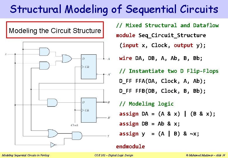 Structural Modeling of Sequential Circuits Modeling the Circuit Structure // Mixed Structural and Dataflow