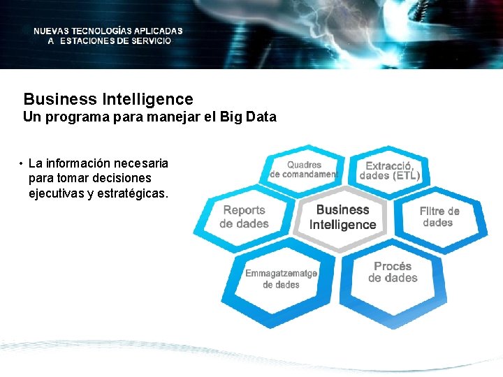 Business Intelligence Un programa para manejar el Big Data • La información necesaria para