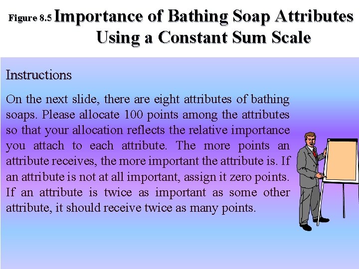 Figure 8. 5 Importance of Bathing Soap Attributes Using a Constant Sum Scale Instructions