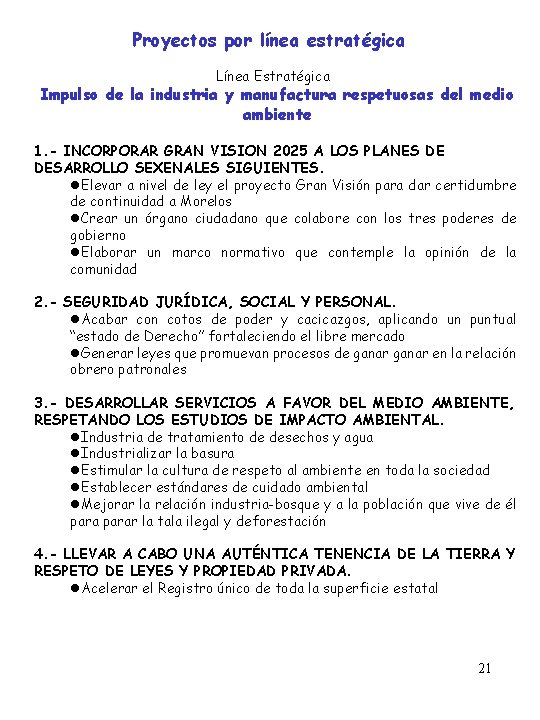 Proyectos por línea estratégica Línea Estratégica Impulso de la industria y manufactura respetuosas del