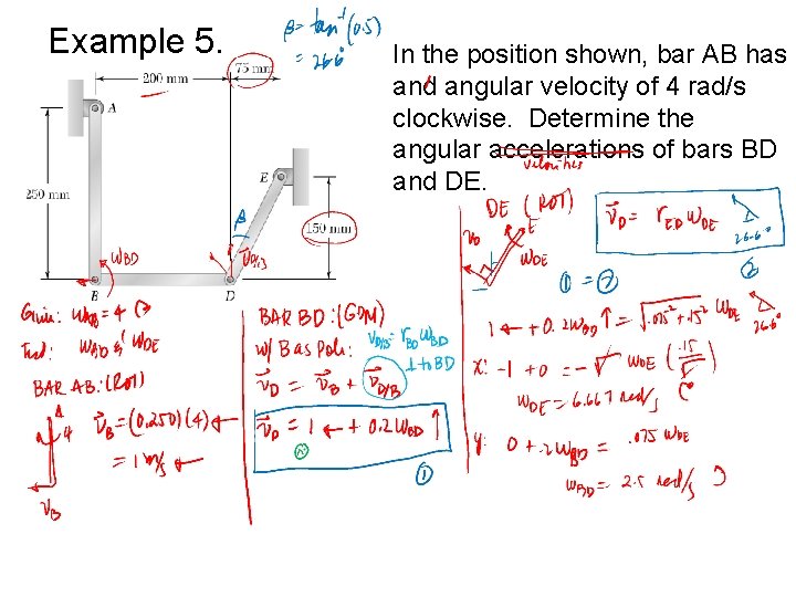 Example 5. In the position shown, bar AB has and angular velocity of 4