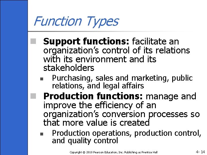 Function Types n Support functions: facilitate an organization’s control of its relations with its