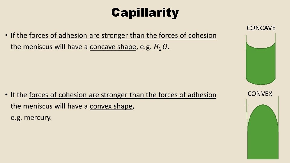 Capillarity • CONCAVE CONVEX 