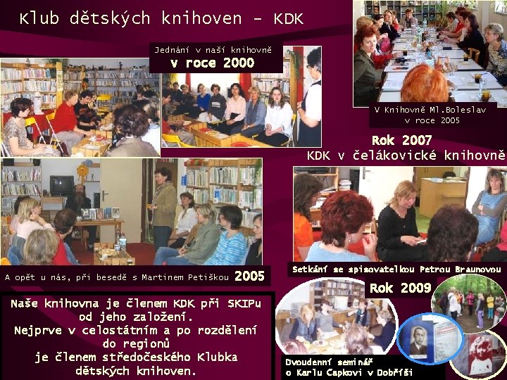 Klub dětských knihoven - KDK Jednání v naší knihovně v roce 2000 V Knihovně